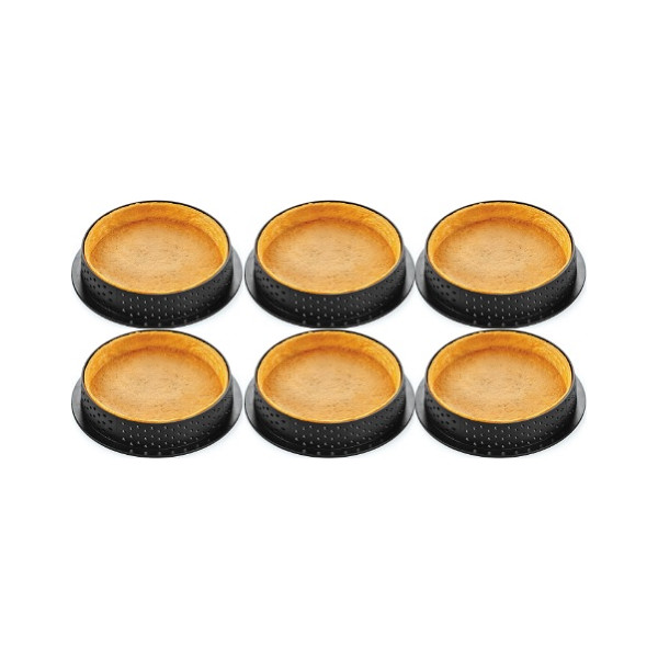 Set 6 anelli microforati per basi di crostatine o tortine tonde tarte ring 8 cm di Silikomart