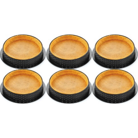 Set 6 anelli microforati per basi di crostatine o tortine tonde tarte ring 8 cm di Silikomart