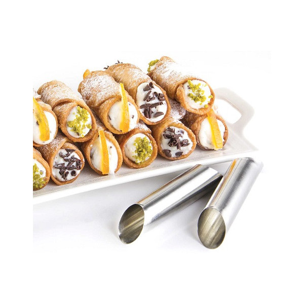 Forma cannolo sgusciato in latta ø25xh125 mm in confezione da 3 stampi Vespa