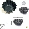 Set 3 stampi da forno formine per dolce budino di diametro superiore 11 cm, altezza 4,5 cm, in alluminio antiaderente da Vespa