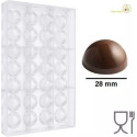 Stampo sfera di cioccolato di diametro 28 mm in policarbonato professionale per cioccolatini di 14 g semisfera piena