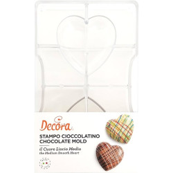 6,79 o 9,15 cm Stampo policarbonato 2 cuori Decora per cuori lisci di cioccolato medi e grandi