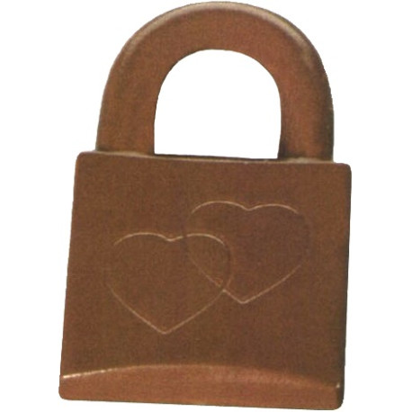 Stampo policarbonato 12 cioccolatini lucchetto con cuori accoppiati 4,95x2,95 cm da 12 g Stampo policarbonato 12 cioccolatini lucchetto con cuori accoppiati 4,95x2,95 cm da 12 g