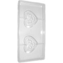 Stampo policarbonato 2 cuori cioccolato con decoro lui e lei 78,6X69,5 mm da 40 g