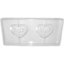 Stampo policarbonato 2 cuori cioccolato con decoro lui e lei 78,6X69,5 mm da 40 g