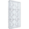 Stampo policarbonato 10 cioccolatini cuori con decoro cupido 4x4xh1,4 cm da 11 g