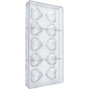 Stampo policarbonato 10 cioccolatini cuori con decoro cupido 4x4xh1,4 cm da 11 g Stampo policarbonato 10 cioccolatini cuori con decoro cupido 4x4xh1,4 cm da 11 g
