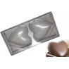 Stampo policarbonato 2 cuori magnum di cioccolato 12x12 cm da 120 g Stampo policarbonato 2 cuori magnum di cioccolato 12x12 cm da 120 g
