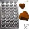 Stampo policarbonato 32 cioccolatini cuore con decoro 4 cuoricini 33x31xh15 mm 12 g