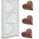 Stampo policarbonato 3 cuori grandi di cioccolato 10x8,5 cm 125 g