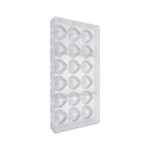 Stampo policarbonato 18 cuoricini di cioccolato 32x32xh14,5 mm da 9 g