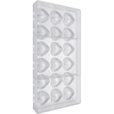 Stampo policarbonato 18 cuoricini di cioccolato 32x32xh14,5 mm da 9 g Stampo policarbonato 18 cuoricini di cioccolato 32x32xh14,5 mm da 9 g
