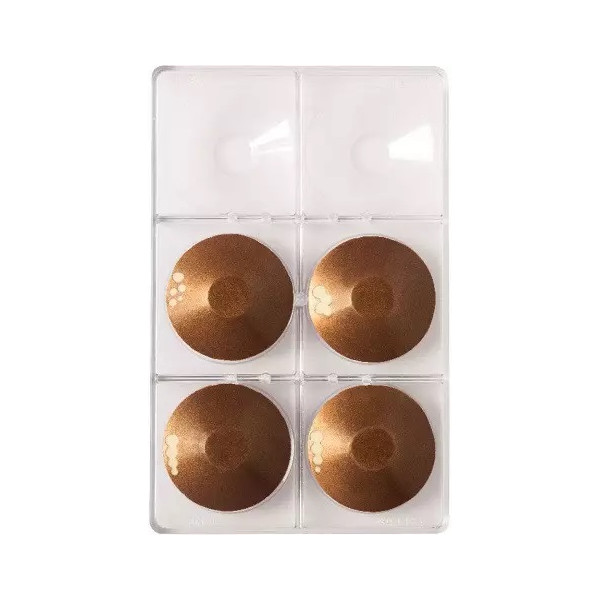 Il piatto tondo piccolo Decora stampo policarbonato 6 piattini di cioccolato di ø7,5xh1,5 cm