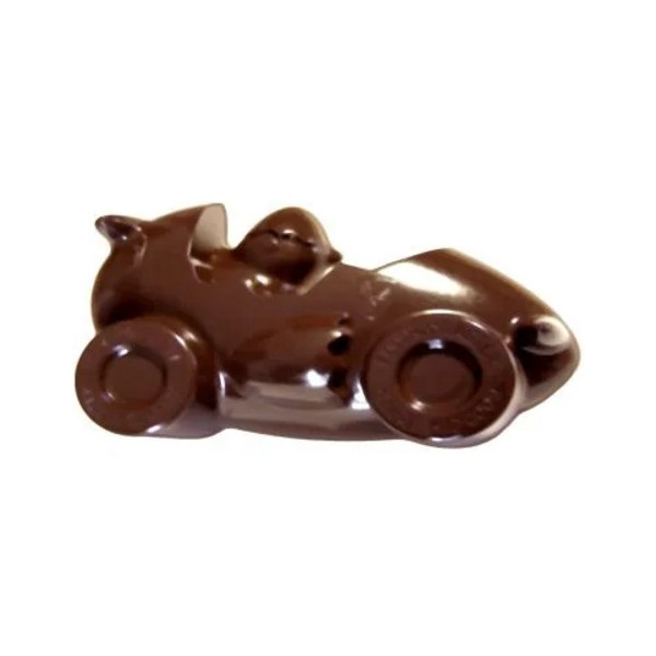 Formula uovo da 140 g: stampo policarbonato pulcino su macchina formula uno in cioccolato 118,5x68,5 mm