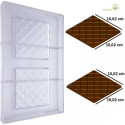 Tavoletta quadrata a quadretti 60 g stampo policarbonato 2 tavolette cioccolato 100,2x100,2xh5,2 mm