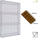 Tavoletta rettangolare da 75 g con decoro cabossa: stampo in policarbonato per 3 tavolette di cioccolato 14,55x6,75xh0,7 cm