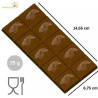 Tavoletta rettangolare da 75 g con decoro cabossa: stampo in policarbonato per 3 tavolette di cioccolato 14,55x6,75xh0,7 cm