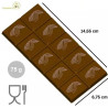 Tavoletta rettangolare da 75 g con decoro cabossa: stampo in policarbonato per 3 tavolette di cioccolato 14,55x6,75xh0,7 cm Tavoletta rettangolare da 75 g con decoro cabossa: stampo in policarbonato per 3 tavolette di cioccolato 14,55x6,75xh0,7 cm