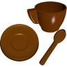 Servizio caffè: set 3 stampi in policarbonato per cioccolato, cucchiaino, piattino e tazzina caffè Servizio caffè: set 3 stampi in policarbonato per cioccolato, cucchiaino, piattino e tazzina caffè
