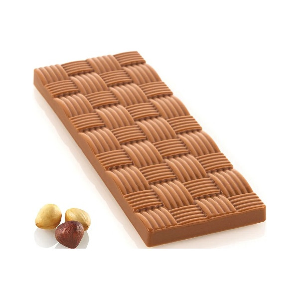 Riga T linea CH005 linea Chocado Silikomart: stampo in Tritan per 4 tavolette di cioccolato con decoro a righe 150x55xh9 mm 70 g