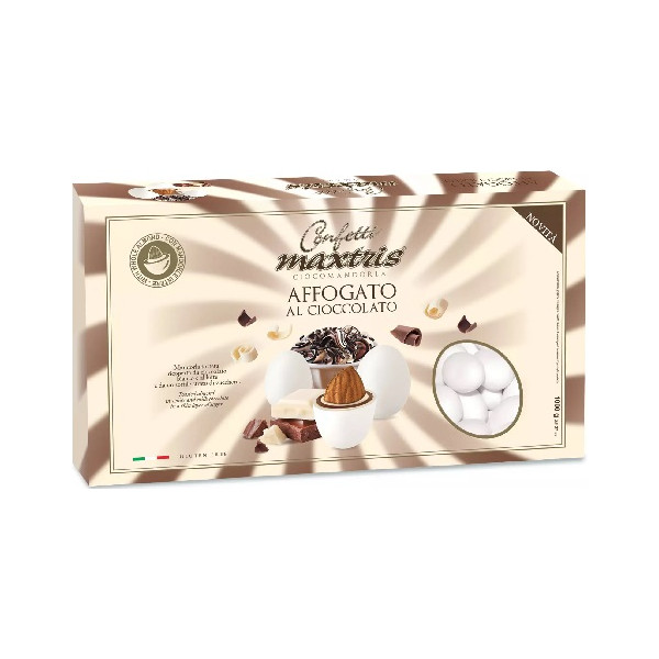 Maxtris Affogato al Cioccolato confetti bianchi 1 Kg: mandorla tostata e cioccolato bianco aromatizzato al gusto cioccolato
