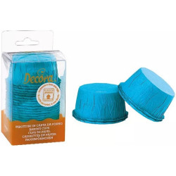 Pirottini celesti in carta increspata di diametro 55 mm ed altezza 35 mm in confezione da 25 pirottini da Decora