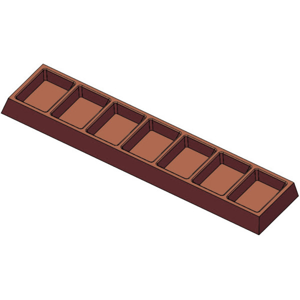 Barretta snack 20 g stampo in policarbonato per 6 barrette di cioccolato 128,5x31xh8,2 mm