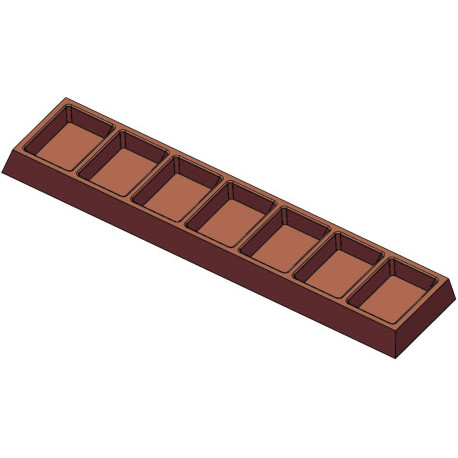 Barretta snack 20 g stampo in policarbonato per 6 barrette di cioccolato 128,5x31xh8,2 mm Barretta snack 20 g stampo in policarbonato per 6 barrette di cioccolato 128,5x31xh8,2 mm