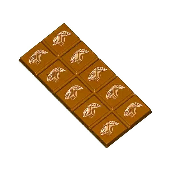 Tavoletta rettangolare 75 g cabossa stampo policarbonato 3 tavolette cioccolato 14,55x6,75xh0,7 cm