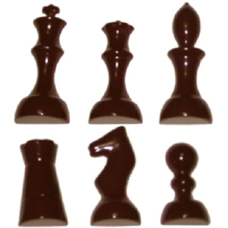 Cioccolatini scacchi: stampo in policarbonato per 16 cavità di 6 forme assortite Cioccolatini scacchi: stampo in policarbonato per 16 cavità di 6 forme assortite