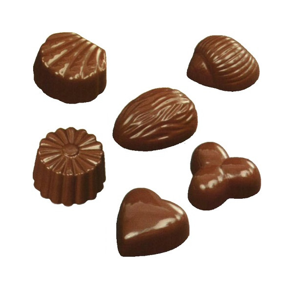 Cioccolatini misti 10 g stampo in policarbonato 24 cavità 6 forme assortite