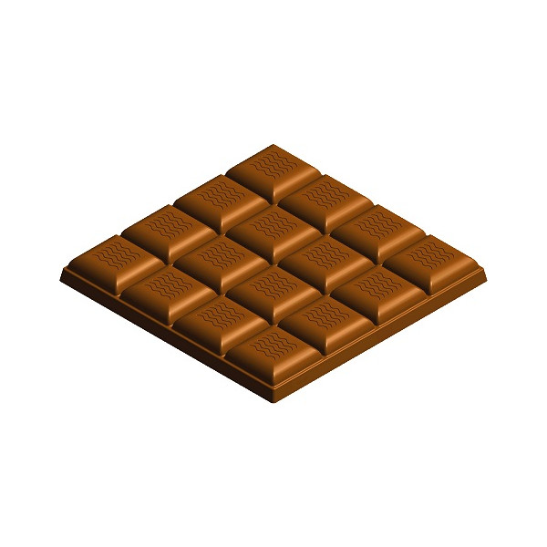 Tavoletta quadrata blocchetti onda da 100 g: stampo in policarbonato 2 tavolette di cioccolato da 10x10xh1 cm