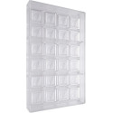Quadratino cabossa da 6 g: stampo in policarbonato per 24 cioccolatini quadrati da 34x34xh5,1 mm