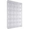 Quadratino cabossa da 6 g: stampo in policarbonato per 24 cioccolatini quadrati da 34x34xh5,1 mm