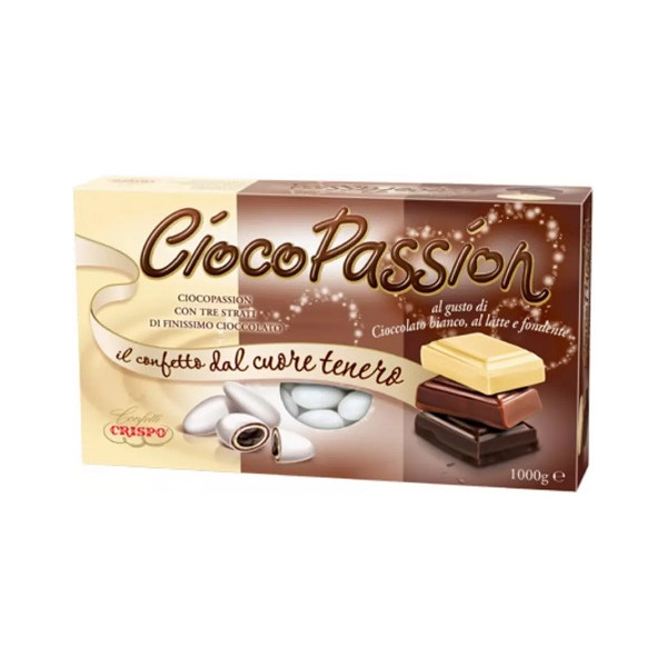 Ciocopassion tre strati di cioccolato o triplo cioccolato Crispo, confetti bianchi da 1 Kg