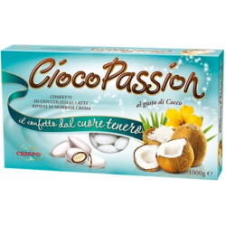 Ciocopassion al cocco Crispo 1Kg: confetti bianchi con cioccolato al latte ripieni di crema al gusto cocco