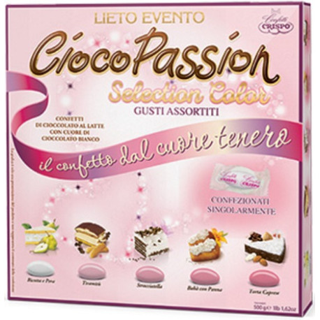 Ciocopassion Lieto Evento Selection Color Rosa Crispo: confetti rosa sfumati incartati in vassoio da 500 g Ciocopassion Lieto Evento Selection Color Rosa Crispo: confetti rosa sfumati incartati in vassoio da 500 g