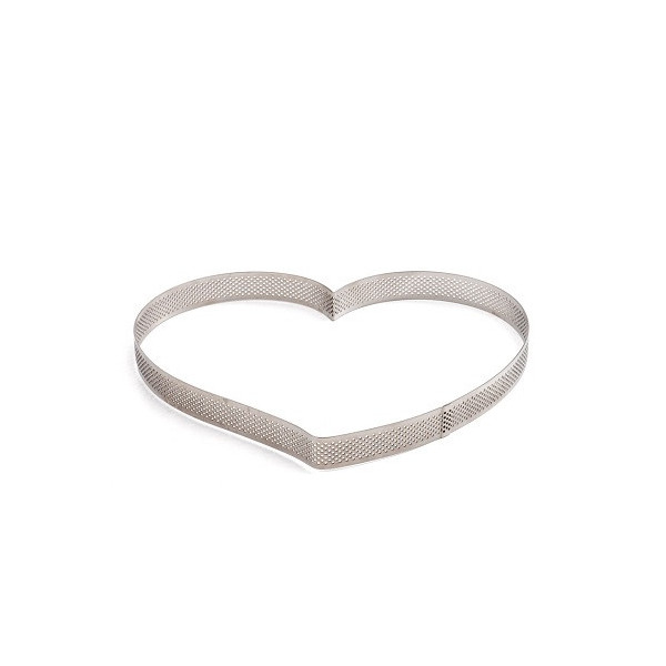Sagoma microforata cuore: fascia in acciaio inox microforata stampo per cuori di 18x16xh3,5 cm da Decora