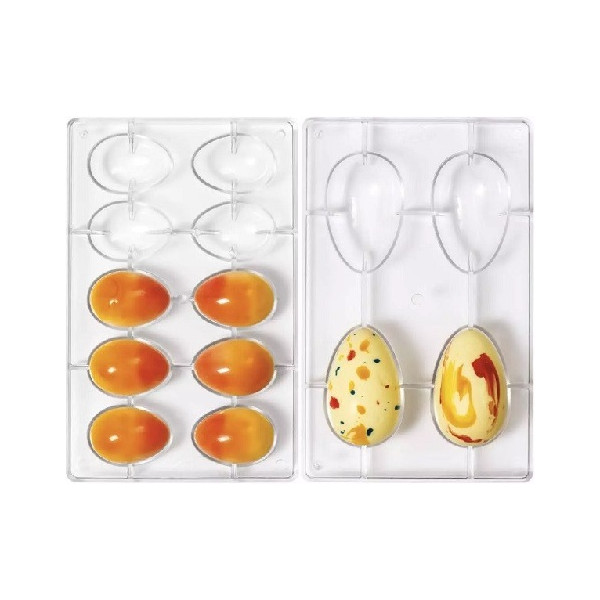 Stampo in policarbonato per 4 ovetti di cioccolato da 70 g 56xh88 mm di Decora