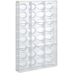 Stampo ovetto di cioccolato da 10 g con 32 impronte di h 32 x 22,5 mm in policarbonato professionale