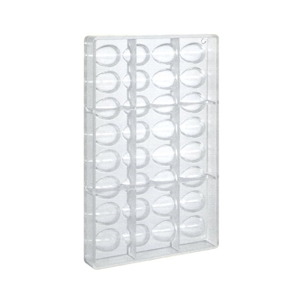 Stampo ovetto di cioccolato da 10 g con 32 impronte di h 32 x 22,5 mm in policarbonato professionale