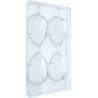 Stampo uovo 100 g, in policarbonato con 4 impronte di altezza 124 mm e larghezza 85 mm Stampo uovo 100 g, in policarbonato con 4 impronte di altezza 124 mm e larghezza 85 mm