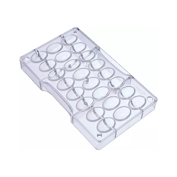 Ovetti 10 g Decora: stampo in policarbonato professionale per cioccolato con 24 impronte di 17xh24 mm