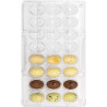 Ovetti 10 g Decora: stampo in policarbonato professionale per cioccolato con 24 impronte di 17xh24 mm Ovetti 10 g Decora: stampo in policarbonato professionale per cioccolato con 24 impronte di 17xh24 mm