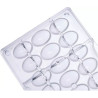 Ovetti 10 g Decora: stampo in policarbonato professionale per cioccolato con 24 impronte di 17xh24 mm Ovetti 10 g Decora: stampo in policarbonato professionale per cioccolato con 24 impronte di 17xh24 mm