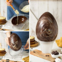 Da 250 a 500 g stampo uovo rigato Decora in policarbonato professionale per cioccolato con 1 impronta