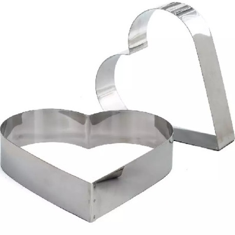 Sagoma cuore da Decora: stampo anello o cornice in acciaio inox a cuore alta 4,5 cm dal diametro 14 cm al diametro 30 cm Sagoma cuore da Decora: stampo anello o cornice in acciaio inox a cuore alta 4,5 cm dal diametro 14 cm al diametro 30 cm