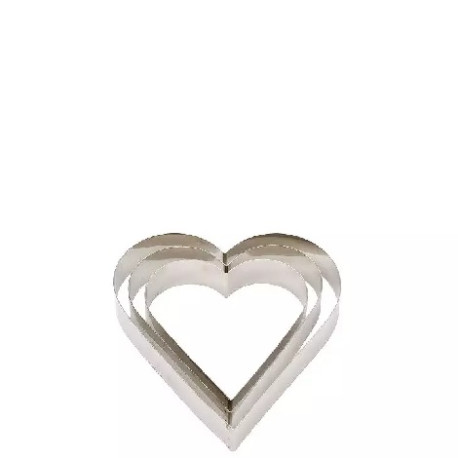 Sagoma cuore da Decora: stampo ad anello o cornice in acciaio inox alta 4,5 cm di larghezza da 6 cm fino a 10 cm Sagoma cuore da Decora: stampo ad anello o cornice in acciaio inox alta 4,5 cm di larghezza da 6 cm fino a 10 cm