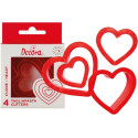 Tagliapasta cuore da Decora set 4 cutter in plastica da 4 cm a 8 cm di h 2,2 cm