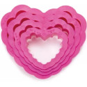 Tagliapasta cuore festonato da Decora set 4 cutter in plastica da 4 cm a 8 cm di h 2,2 cm